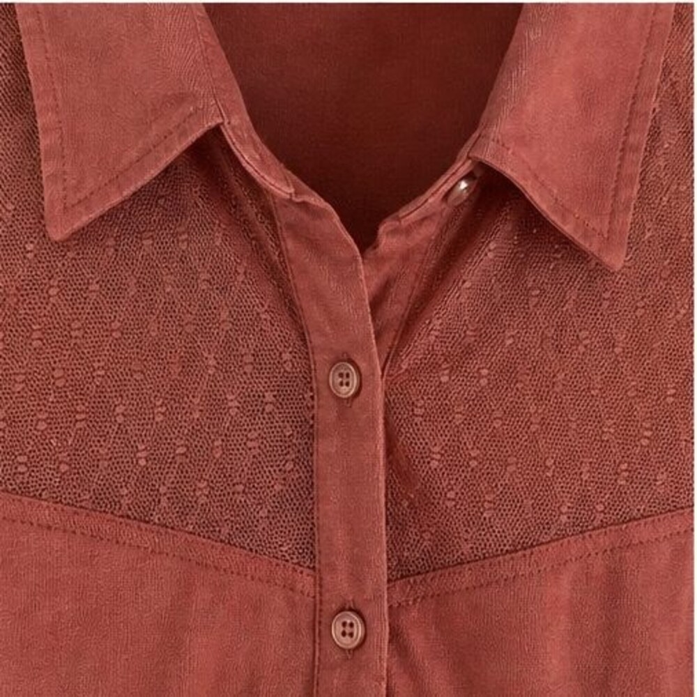 Rust Tie Neck Blouse - Picture 4 of 6